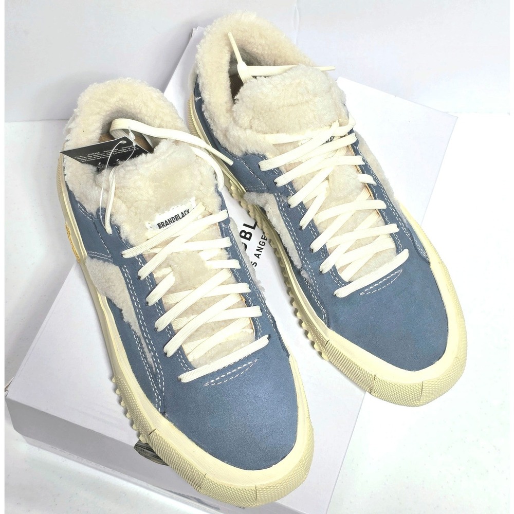 BRANDBLACK Bravo Faux Shearling Sneakers Womens Sz 9 Blue Leather Vibram $180 - Picture 3 of 12